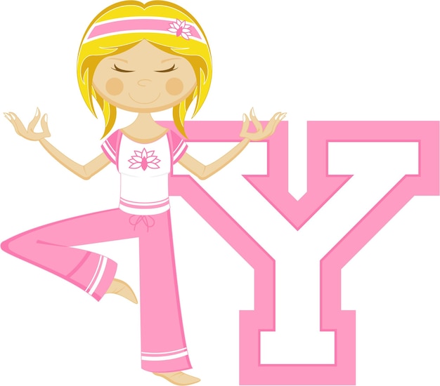 Y es para Yoga Girl Alphabet Learning Illustration