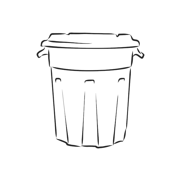 Esbozado papelera vacía icono de escritorio papelera ilustración de dibujo vectorial