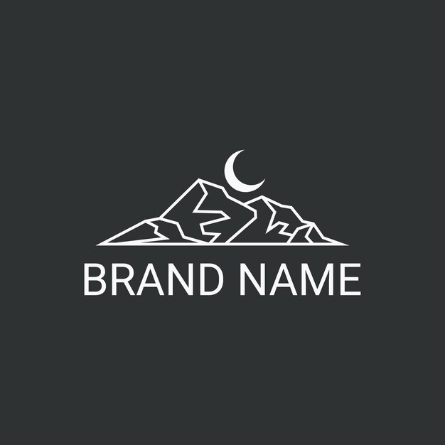 Esbozar el logotipo abstracto de la montaña. Plantilla de diseño de logotipo vectorial de línea plana