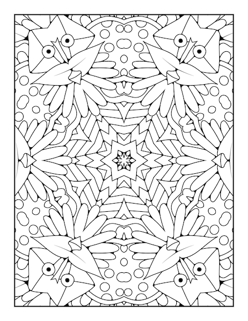 Esbozar la página de coloreado de mandala para colorear y colorear para adultos con arte de línea en blanco y negro