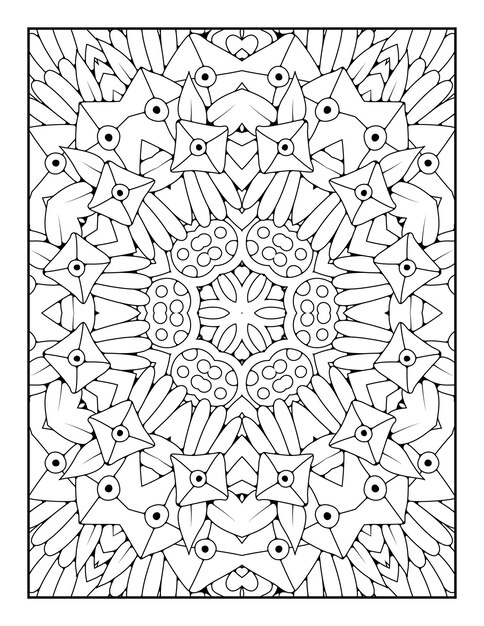 Esbozar la página de coloreado de mandala para colorear y colorear para adultos con arte de línea en blanco y negro