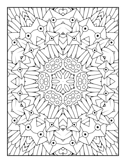 Esbozar la página de coloreado de mandala para colorear y colorear para adultos con arte de línea en blanco y negro