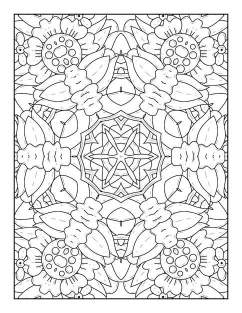 Esbozar la página de coloreado de mandala para colorear y colorear para adultos con arte de línea en blanco y negro