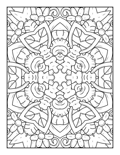 Esbozar la página de coloreado de mandala para colorear y colorear para adultos con arte de línea en blanco y negro