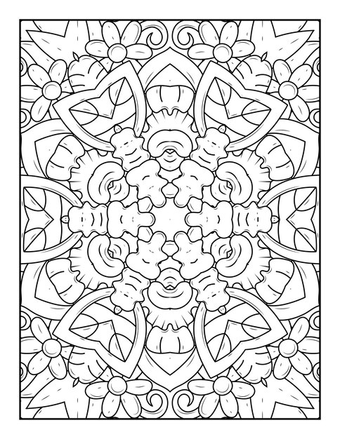 Esbozar la página de coloreado de mandala para colorear y colorear para adultos con arte de línea en blanco y negro