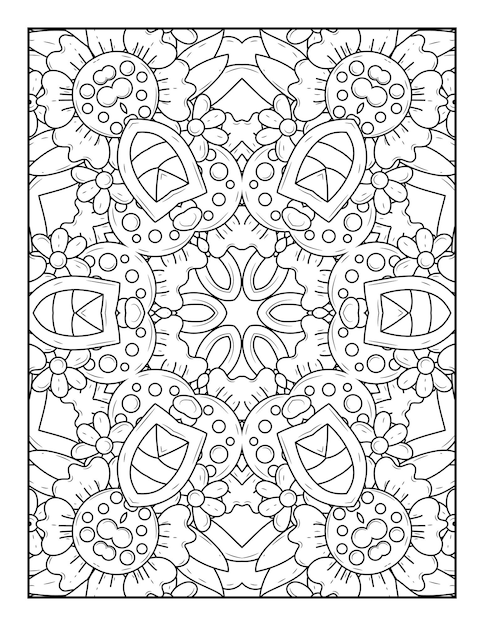 Esbozar la página de coloreado de mandala para colorear y colorear para adultos con arte de línea en blanco y negro