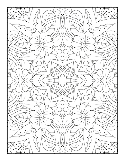 Esbozar la página de coloreado de mandala para colorear y colorear para adultos con arte de línea en blanco y negro