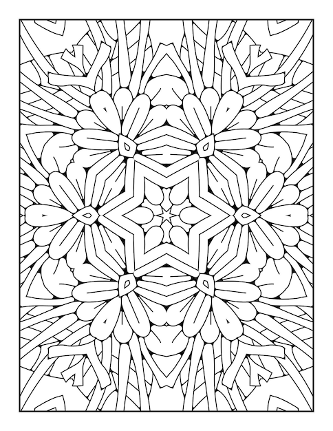 Esbozar la página de coloreado de mandala para colorear y colorear para adultos con arte de línea en blanco y negro