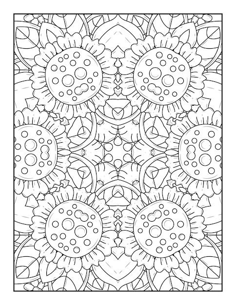 Esbozar la página de coloreado de mandala para colorear y colorear para adultos con arte de línea en blanco y negro