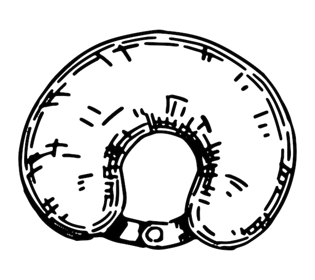 Esbozo de almohada de viaje Clipart de accesorio para viajes largos Ilustración vectorial dibujada a mano aislada