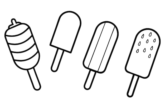 Esbozo de arte de línea de palomitas de helado minimalista obra de arte de postre helado