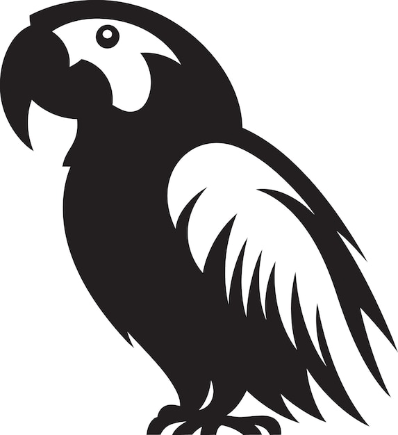 Esbozo artístico de loro Diseño vectorial negro detallado Contorno de loro elegante Vectorizado monocromático