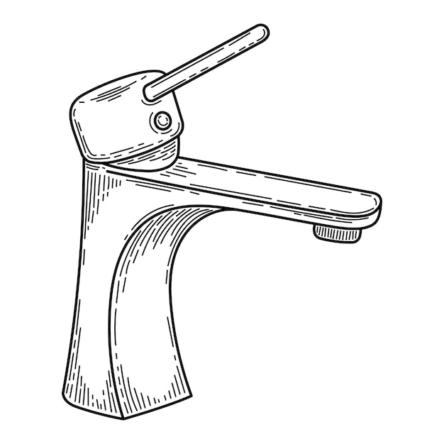 Esbozo de la bañera del grifo Ilustración artística de líneas dibujadas a mano