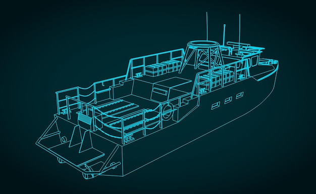 Esbozo de un barco de patrulla militar