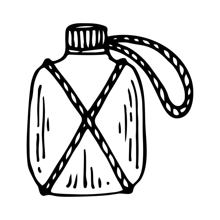 Vector esbozo de botella de bebidas para acampar ilustración dibujada a mano