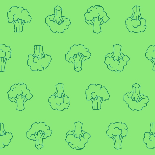 Esbozo Colección de Broccoli Vector Ilustración de patrón sin costuras para la decoración de papel tapiz impreso