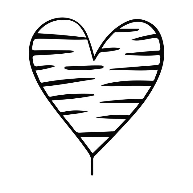 Esbozo de corazón dibujado a mano corazón de amor aislado en fondo blanco Ilustración vectorial para cualquier diseño