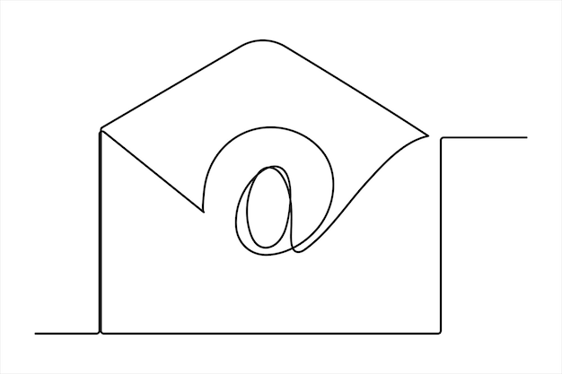 Esbozo de correo electrónico continuo de una línea dibujado a mano Ilustración artística vectorial de símbolos