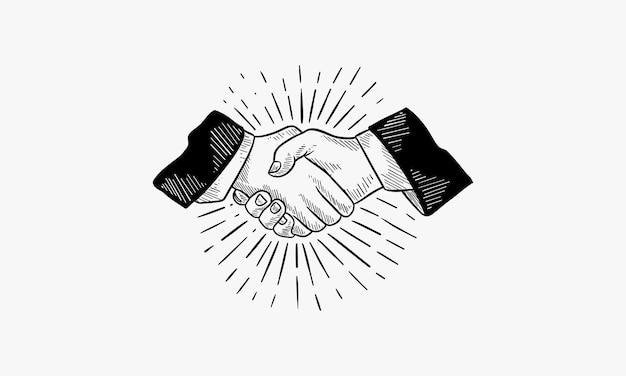 Esbozo dibujado a mano de un apretón de manos Ilustración vectorial