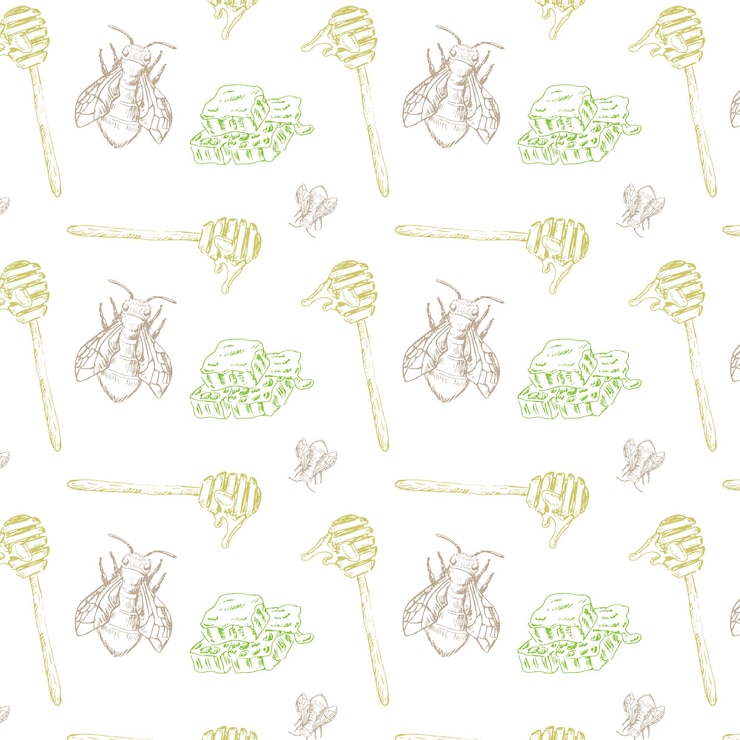 Vector esbozo dibujado a mano de elementos de miel patrón ilustración vectorial puede utilizarse para envolver papel textil