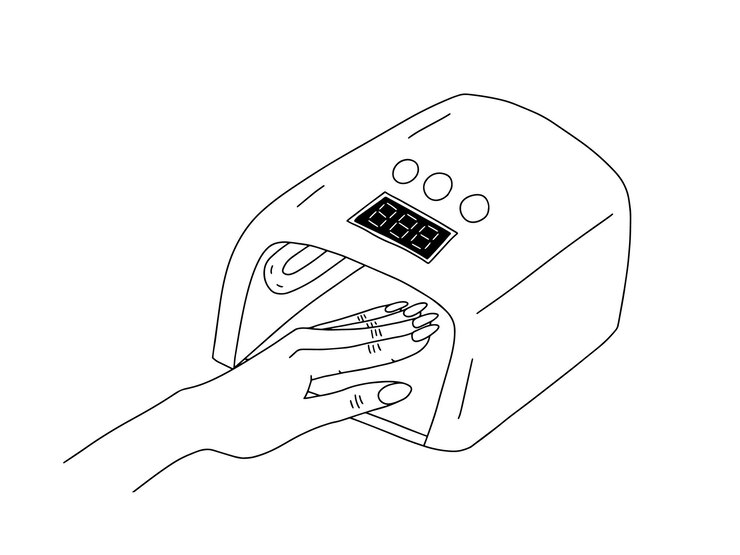 Esbozo dibujado a mano de la lámpara UV vectorial Lámpara UV Doodle para manicura y pedicura con esmalte de gel