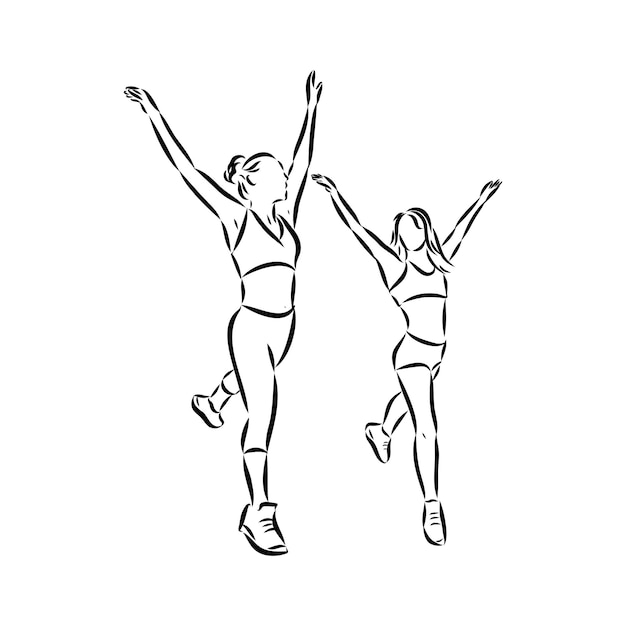 Esbozo dibujado a mano de una mujer haciendo ejercicio Ilustración vectorial