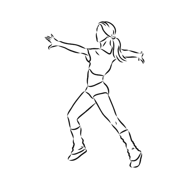 Esbozo dibujado a mano de una mujer haciendo ejercicio Ilustración vectorial