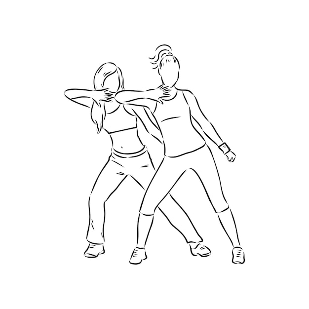 Esbozo dibujado a mano de una mujer haciendo ejercicio Ilustración vectorial
