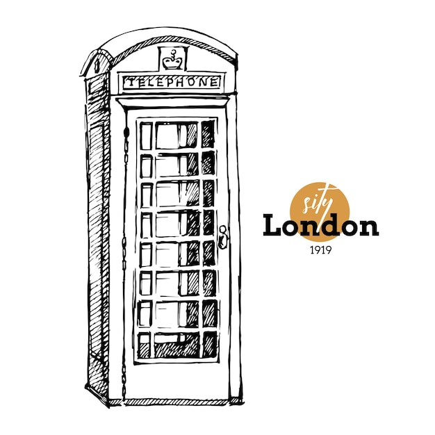Esbozo dibujado a mano set de Inglaterra Vector en blanco y negro Vector vintage Ilustración de Londres Elementos de Gran Bretaña