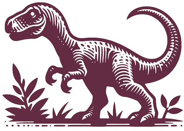 Vector esbozo de dinosaurio presentado en una ilustración de plantilla vectorial con un estilo distinto