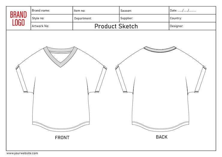 Vector esbozo de diseño de camisetas de cuello en v para mujeres