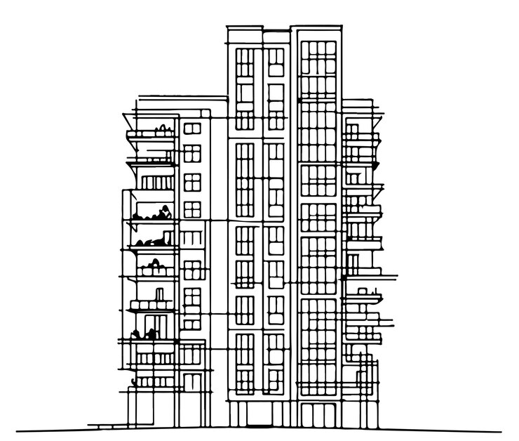 Esbozo de un edificio de gran altura Esbozo arquitectónico