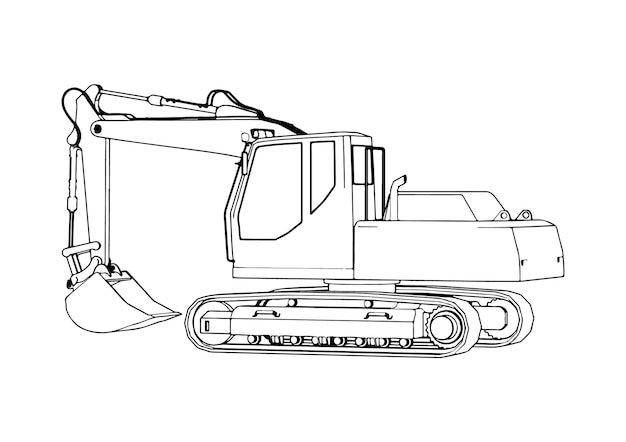 Esbozo de excavadora en vector de fondo blanco