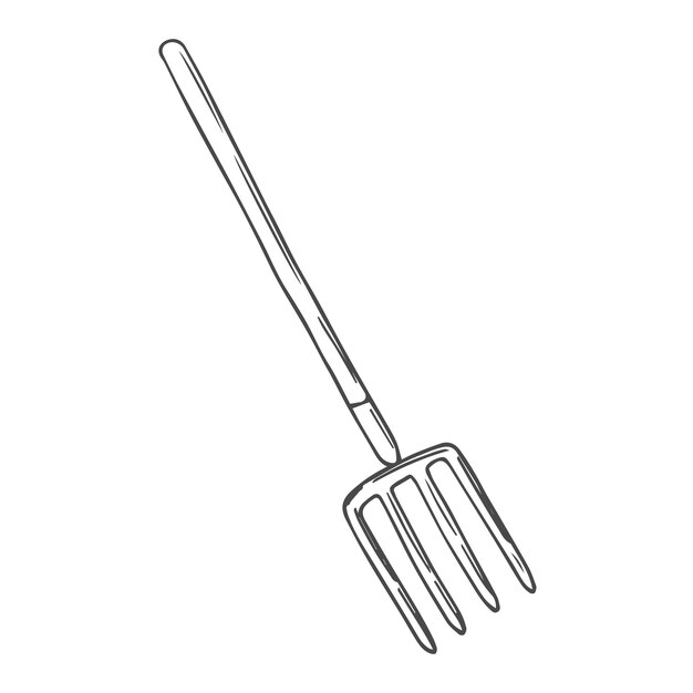 Esbozo de horquilla para trabajos agrícolas con heno y hierba vector horquilla dibujo simple