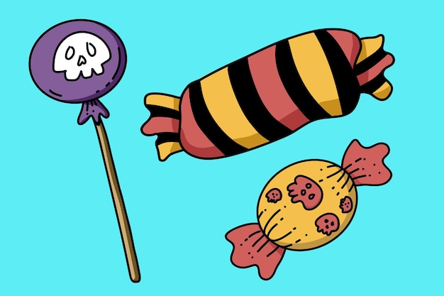Esbozo de ilustración vectorial lindo de Candy Halloween