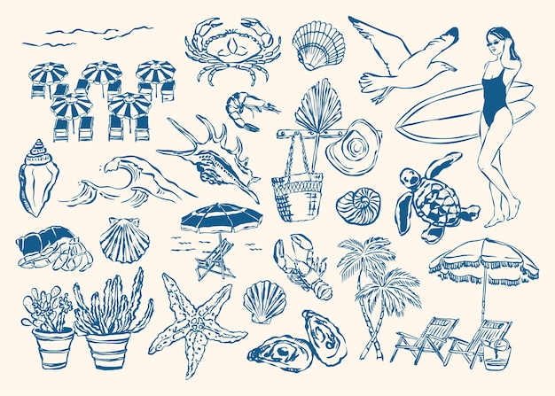 Esbozo de ilustración de viaje vectorial de estilo boceto mínimo