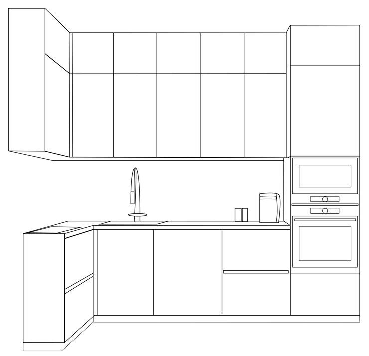 Esbozo interior de la cocina Muebles modernos para el hogar
