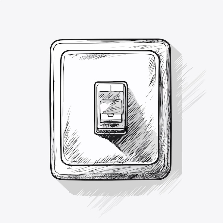 Vector esbozo de interruptor de rocker de estilo europeo dibujado a mano para el diseño eléctrico
