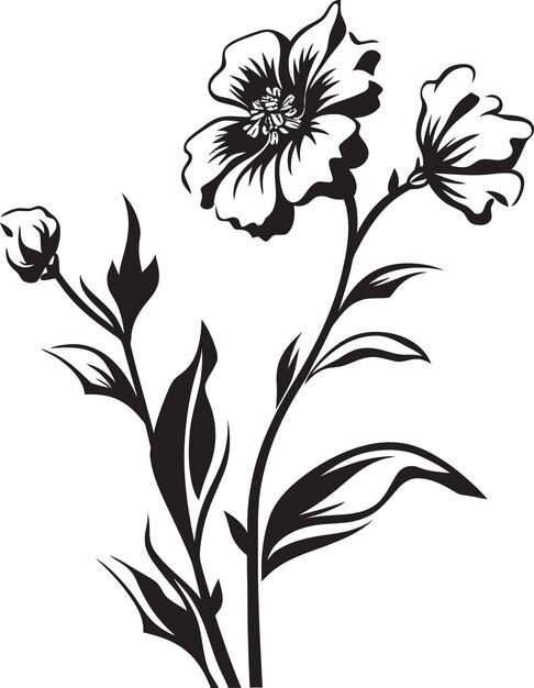 Vector esbozo de jardín ártico marca emblemática caprichosa flor de invierno frost monochrome detalle vectorial