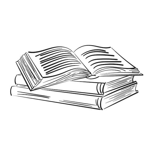 Esbozo de libros Conjunto de libros dibujados a mano Libros abiertos y cerrados Icono de colección de Doodle