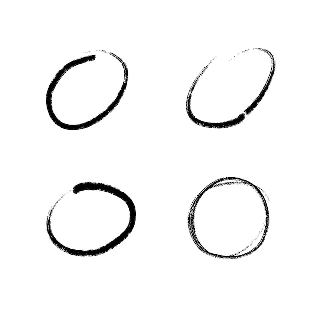 Esbozo de línea de círculo dibujado a mano conjunto de garabateo circular dibujo de mensaje nota elemento de marca