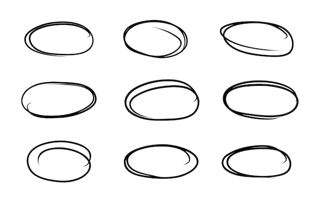 Esbozo de línea de círculo dibujado a mano Vector conjunto de garabateo circular