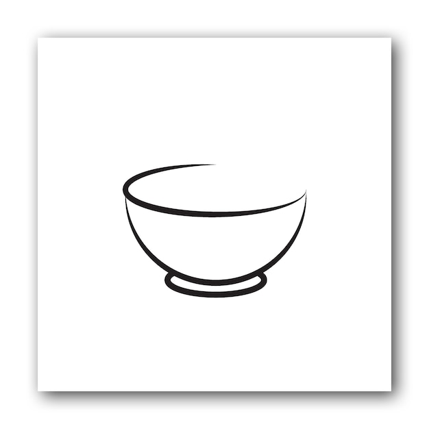 Esbozo de línea de cuenco de ilustración diseño único con fondo blanco