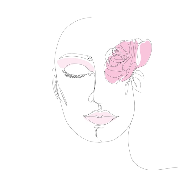 Esbozo lineal minimalista abstracto del rostro de la mujer