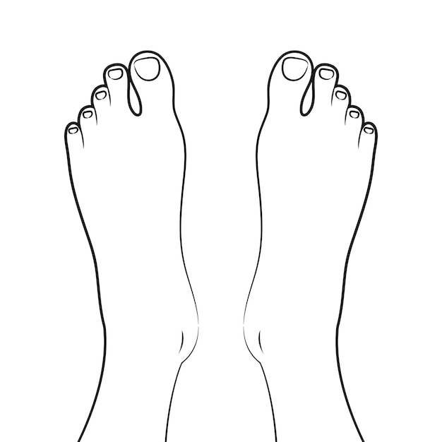 Esbozo lineal de un pie humano desnudo Ilustración vectorial