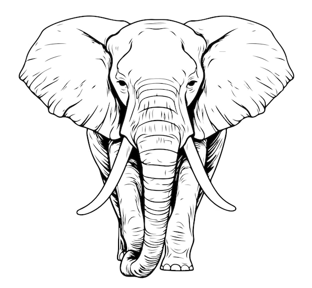 Esbozo del logotipo del elefante dibujado a mano en estilo doodle