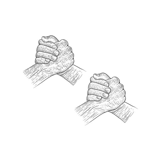 Esbozo de lucha con el brazo fuerte Lucha Doodle Ilustración de dibujo a mano