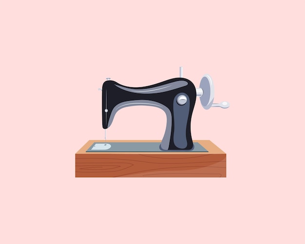 Esbozo de máquina de coser de mano de época Ilustración vectorial a color plano de equipos de sastre estilo dibujos animados