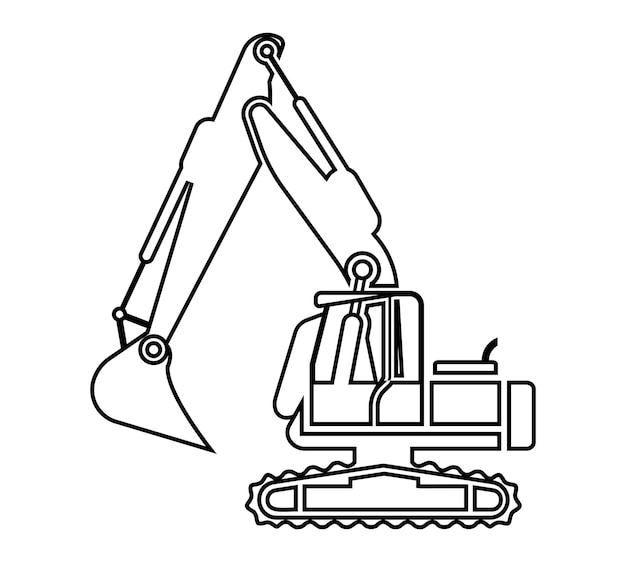 Esbozo de maquinaria de excavadora para proyectos de construcción