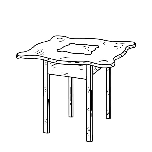 Esbozo de una mesa extensible de cuatro postes Mesa de dieta Mesa de cocina de escritorio Pieza de mueble